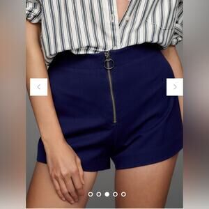 Anthropologie Maeve Zippered Micro Shorts Front Zip Blue 14